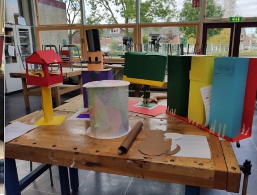 ontwerpen afvalbak Thamen college