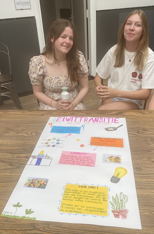 leerlingen presenteren hun oplossing voor de eiwittransitie