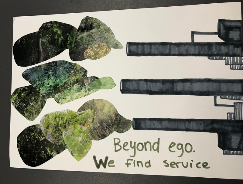 canvas beyond ego geweren waaruit groen bos wordt geschoten