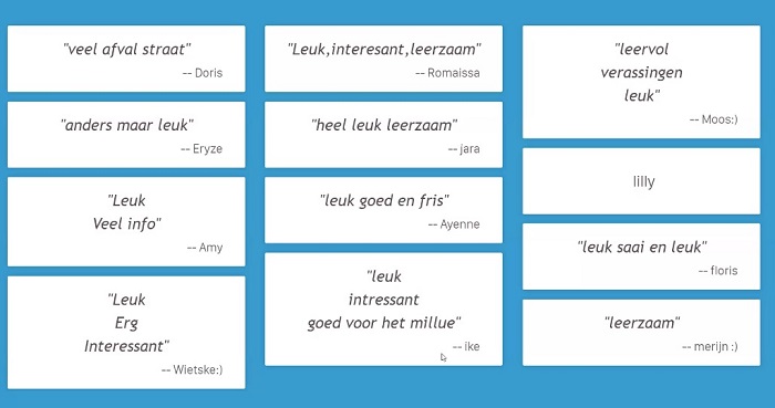 reacties leerlingen op opruimactie zwerfafval