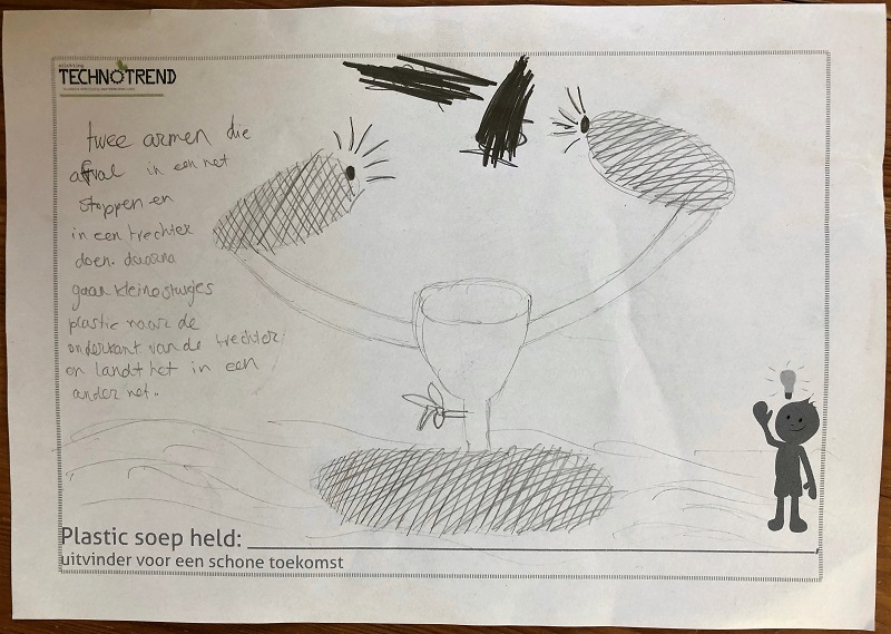 tekening uit workshop Plastic Soep Helden